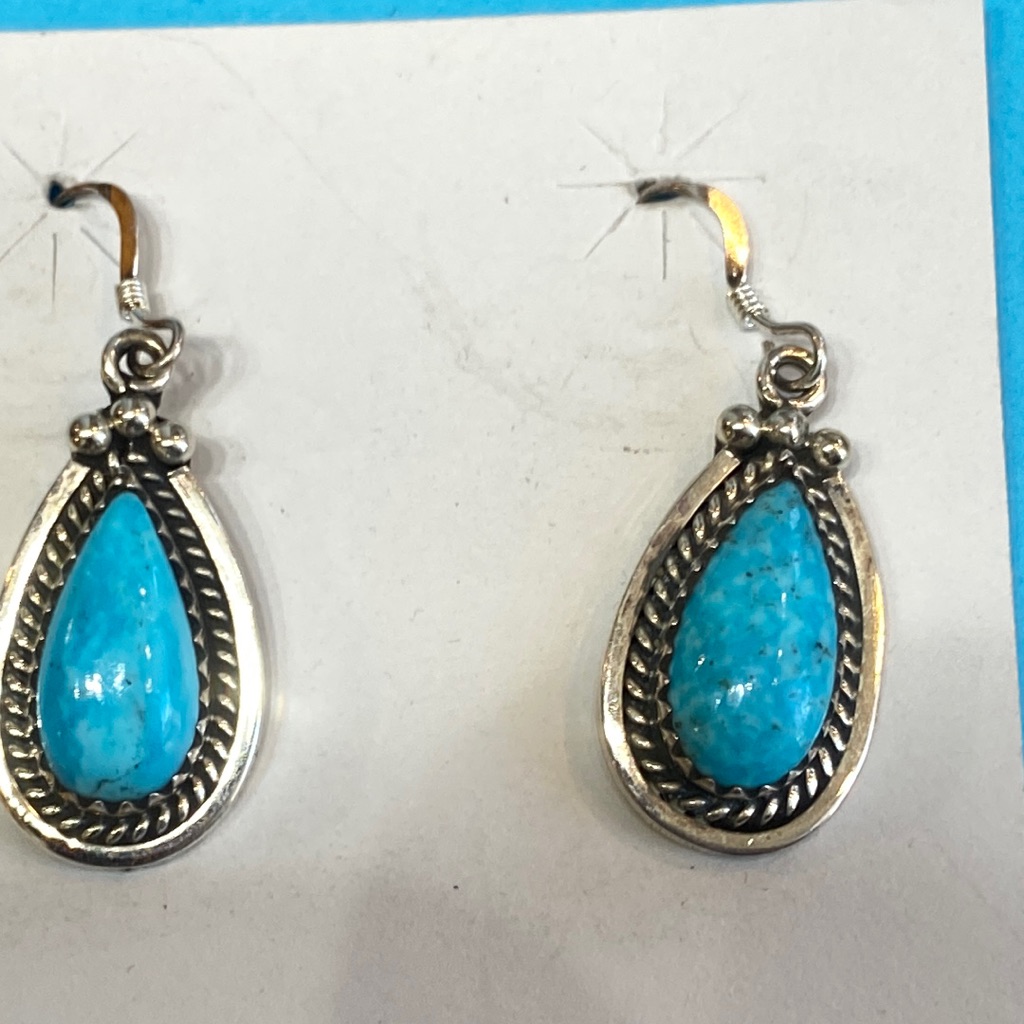 Turquoise And Sterling Silver Drop Earringszuni